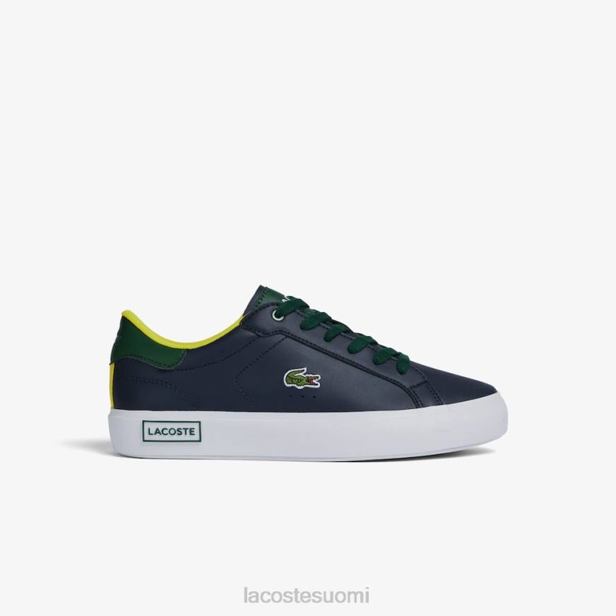 kenkiä Lacoste Powercourt synteettiset popped lenkkarit laivastonsininen & vihreä lapset VR263332