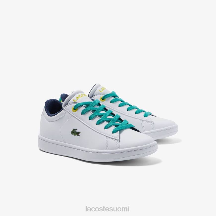 kenkiä Lacoste synteettiset carnaby-lenkkarit valkoinen/vihreä lapset VR263331