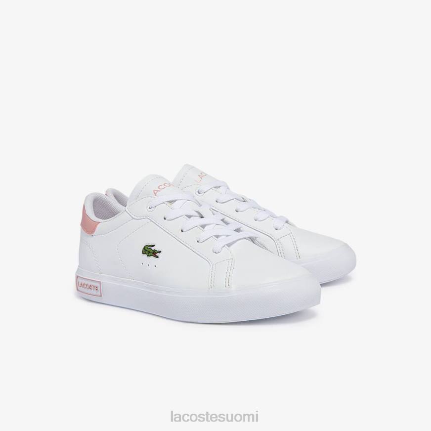 kenkiä Lacoste powercourt synteettiset lenkkarit valkoinen & vaaleanpunainen lapset VR263066