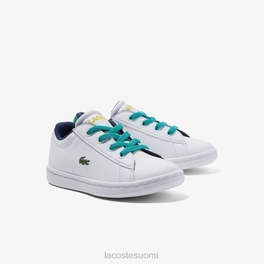 kenkiä Lacoste synteettiset carnaby-lenkkarit valkoinen/vihreä lapset VR262985