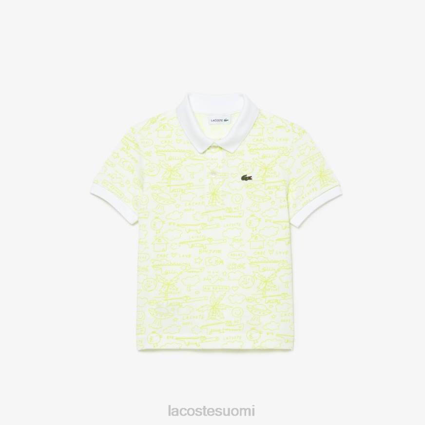 vaatetus Lacoste graafinen luomupuuvilla petit pique polo valkoinen lapset VR262957