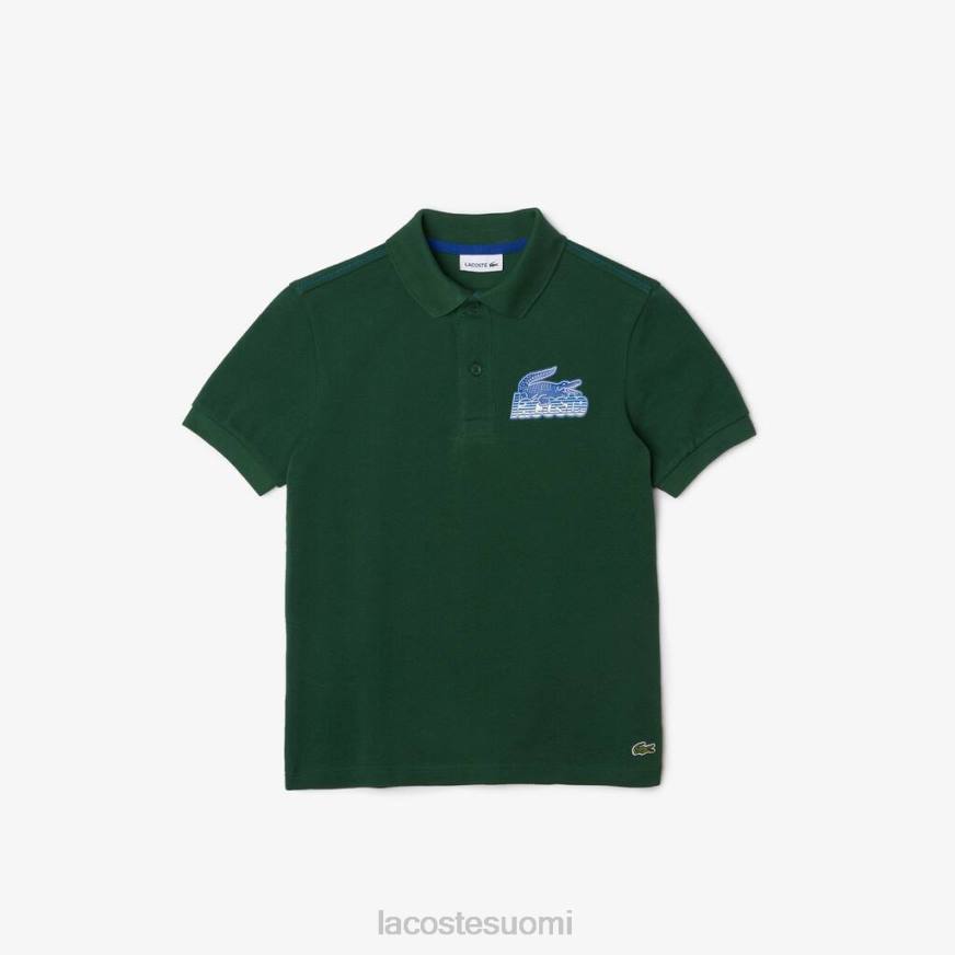 vaatetus Lacoste luomupuuvillakontrastiprinttipoolo vihreä lapset VR263034