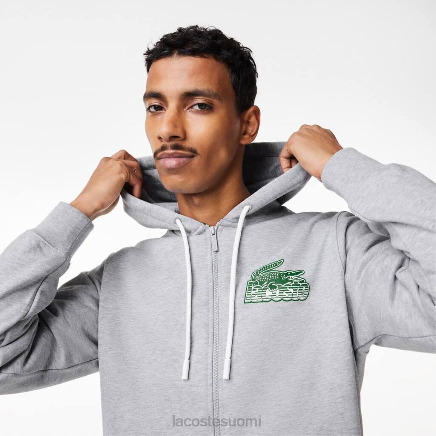 vaatetus Lacoste harjaamaton fleece vetoketjullinen huppari harmaa kiina miehet VR26322