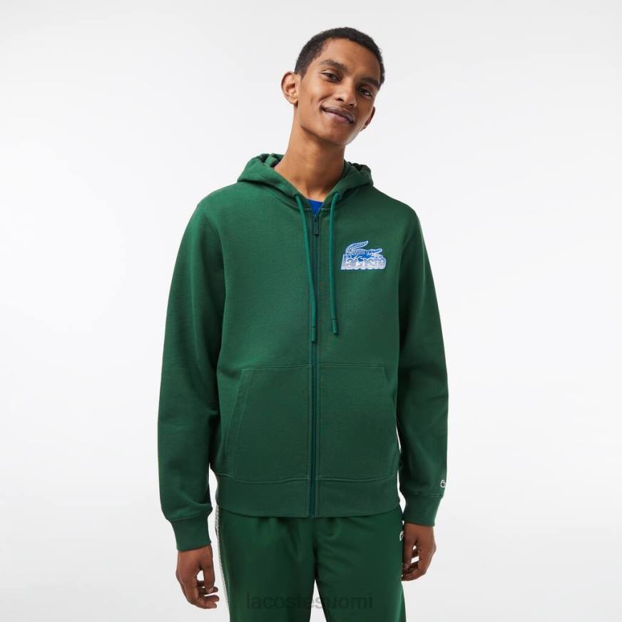 vaatetus Lacoste harjaamaton fleece vetoketjullinen huppari vihreä miehet VR26321