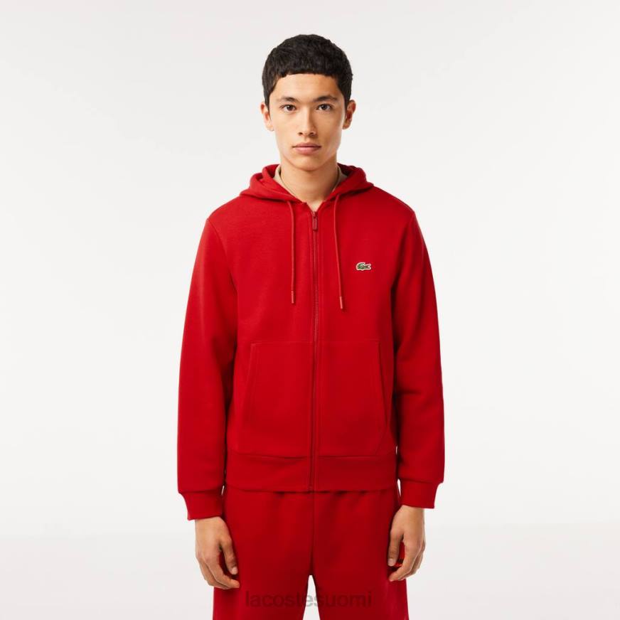 vaatetus Lacoste kenguru tasku fleece vetoketjullinen collegepaita punainen miehet VR261011