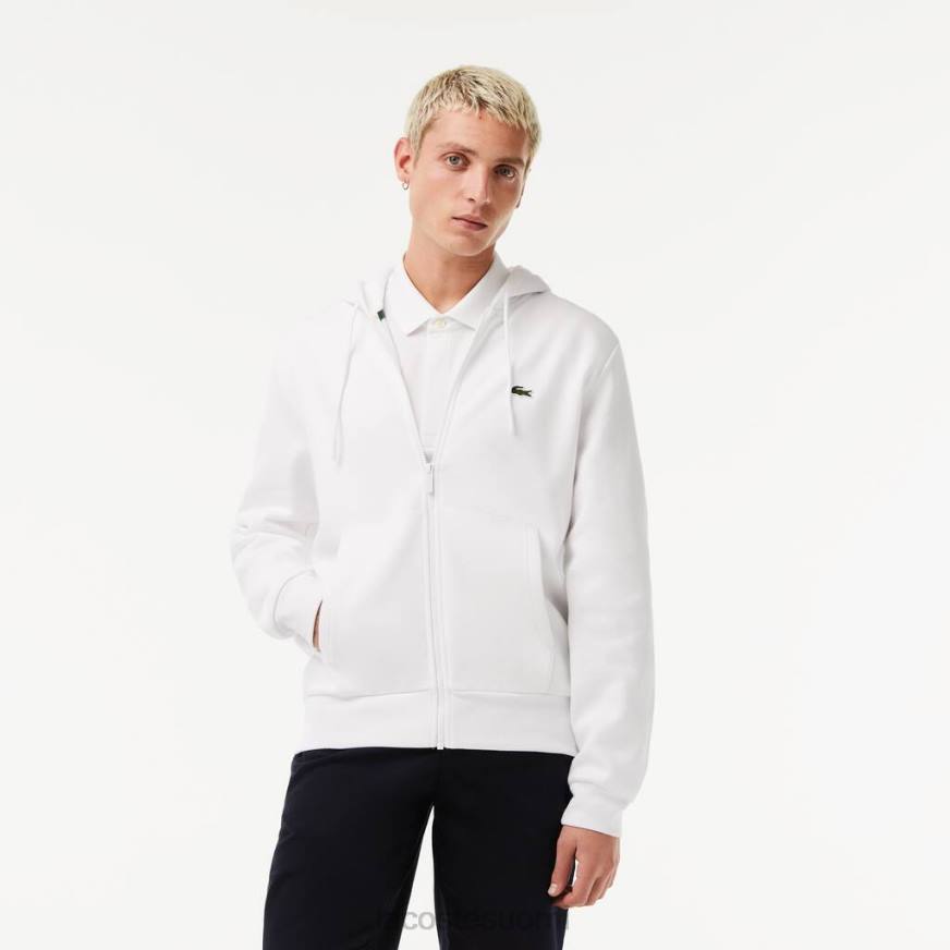 vaatetus Lacoste kenguru tasku fleece vetoketjullinen collegepaita valkoinen miehet VR26295