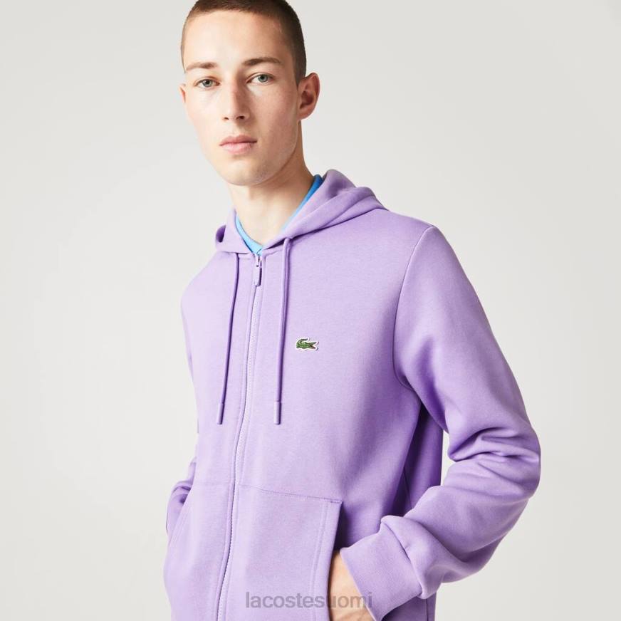 vaatetus Lacoste kenguru tasku fleece vetoketjullinen collegepaita violetti miehet VR261102