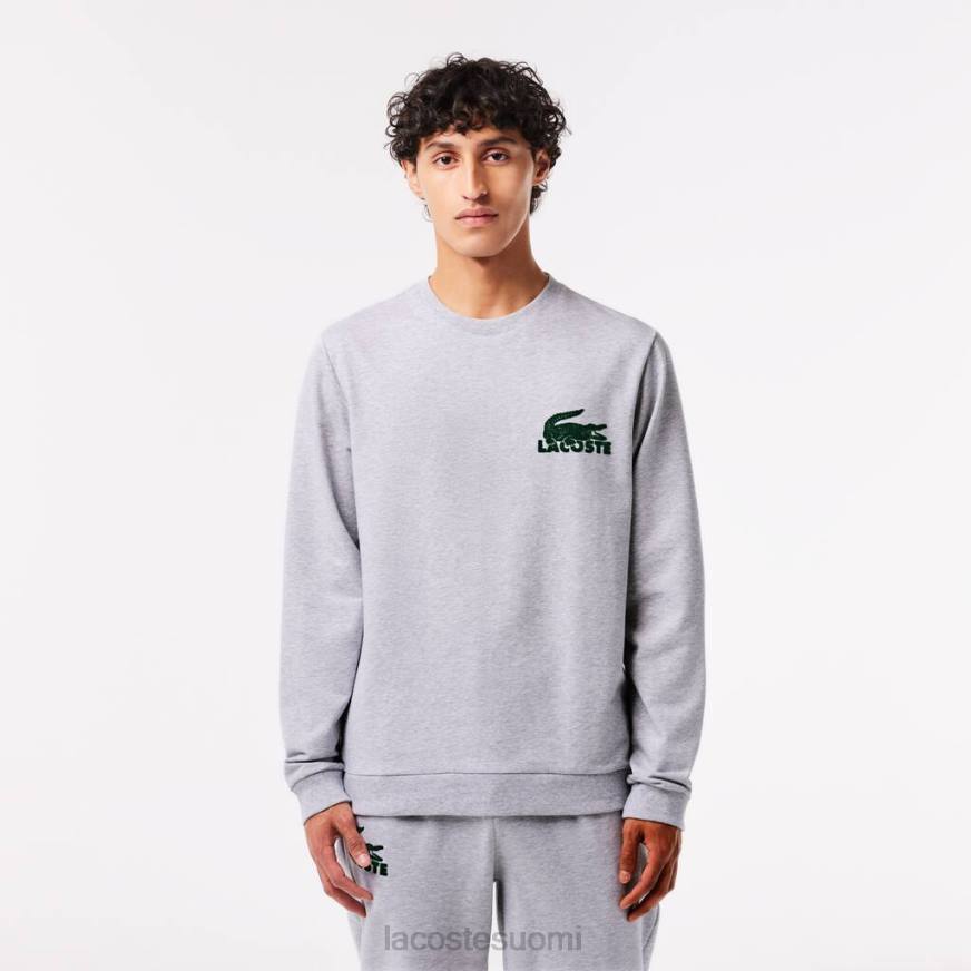 vaatetus Lacoste puuvillafleece lounge-paita harmaa chine/vihreä miehet VR261386