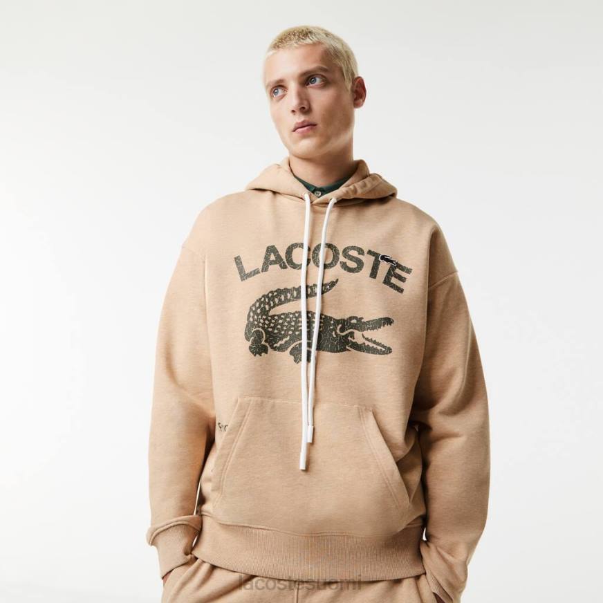 vaatetus Lacoste väljä krokotiilihupullinen collegepaita beige miehet VR26968