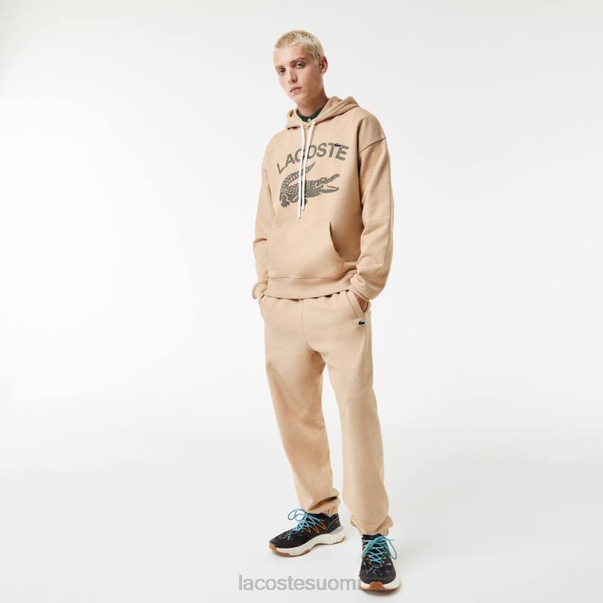 vaatetus Lacoste väljä krokotiilihupullinen collegepaita beige miehet VR26968