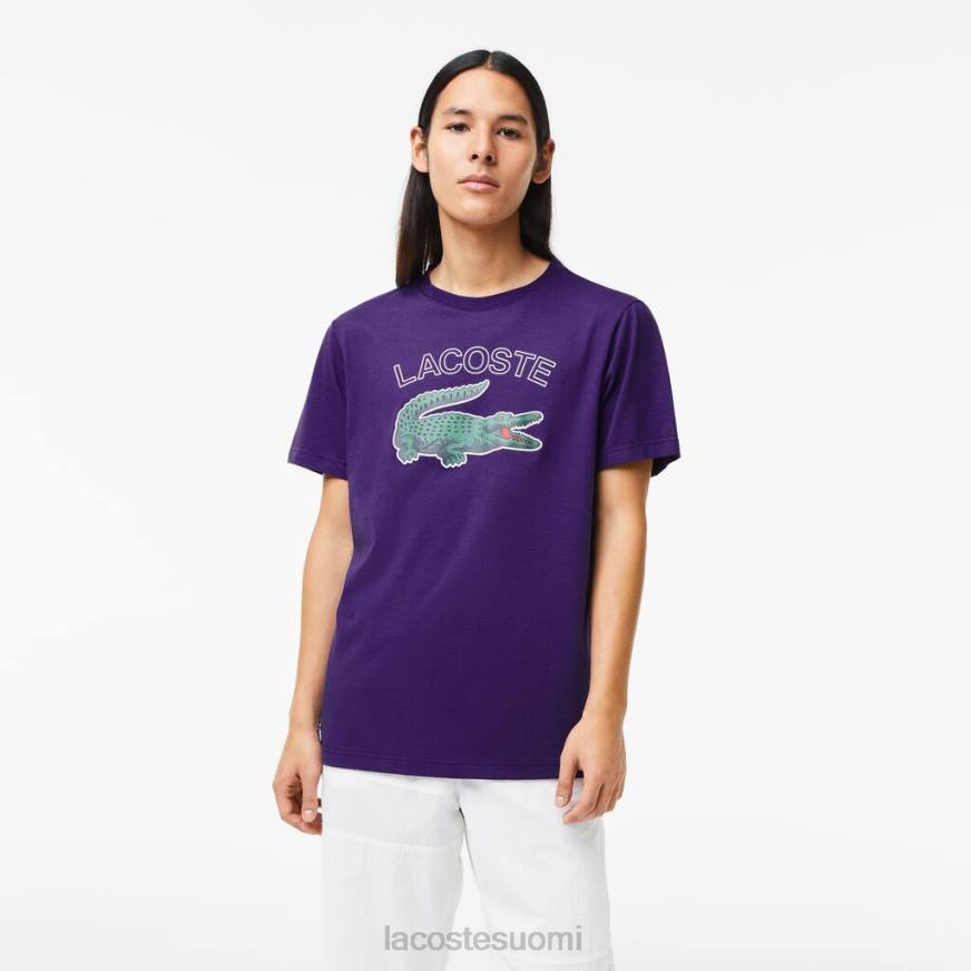 vaatetus Lacoste urheilullinen krokotiilikuvioinen jersey-t-paita violetti miehet VR26839