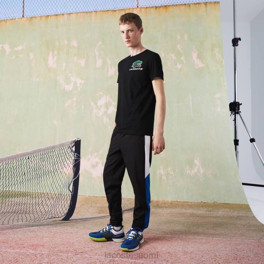 vaatetus Lacoste urheilullinen krokotiilikuvioinen tennis-t-paita musta miehet VR26682