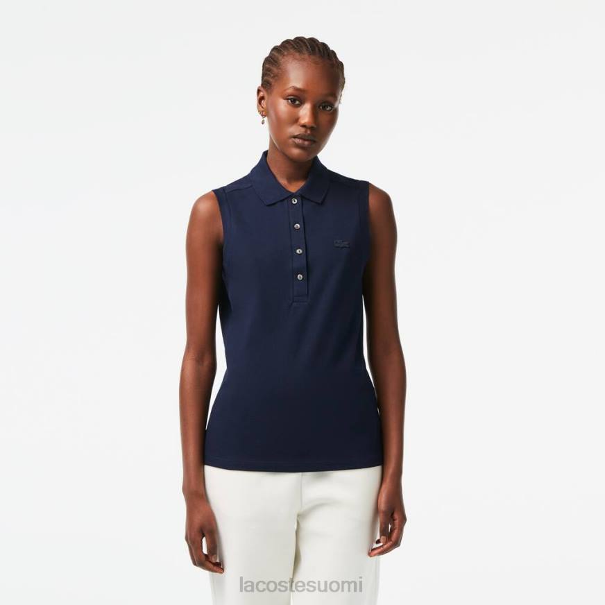 vaatetus Lacoste slim fit hihaton puuvillapikee poolopaita laivastonsininen naiset VR262498