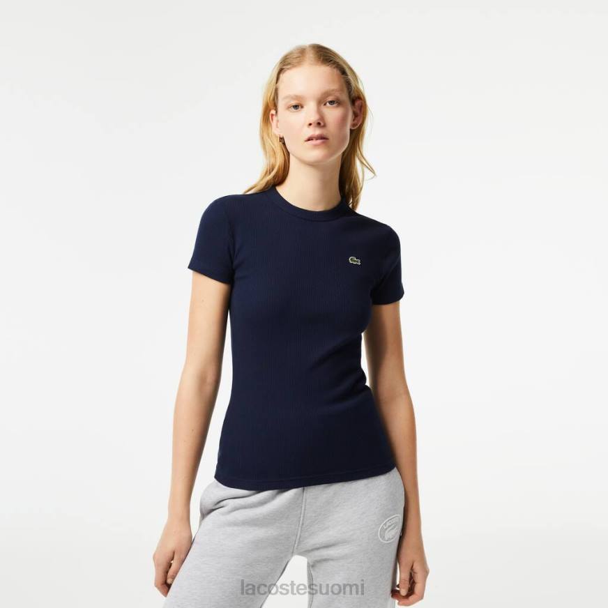 vaatetus Lacoste slim fit luomupuuvillainen t-paita laivastonsininen naiset VR262385