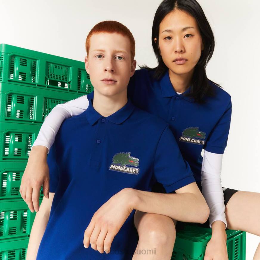 vaatetus Lacoste x Minecraft klassinen istuvuus luomupuuvillaneule sininen sukupuolineutraali VR26942